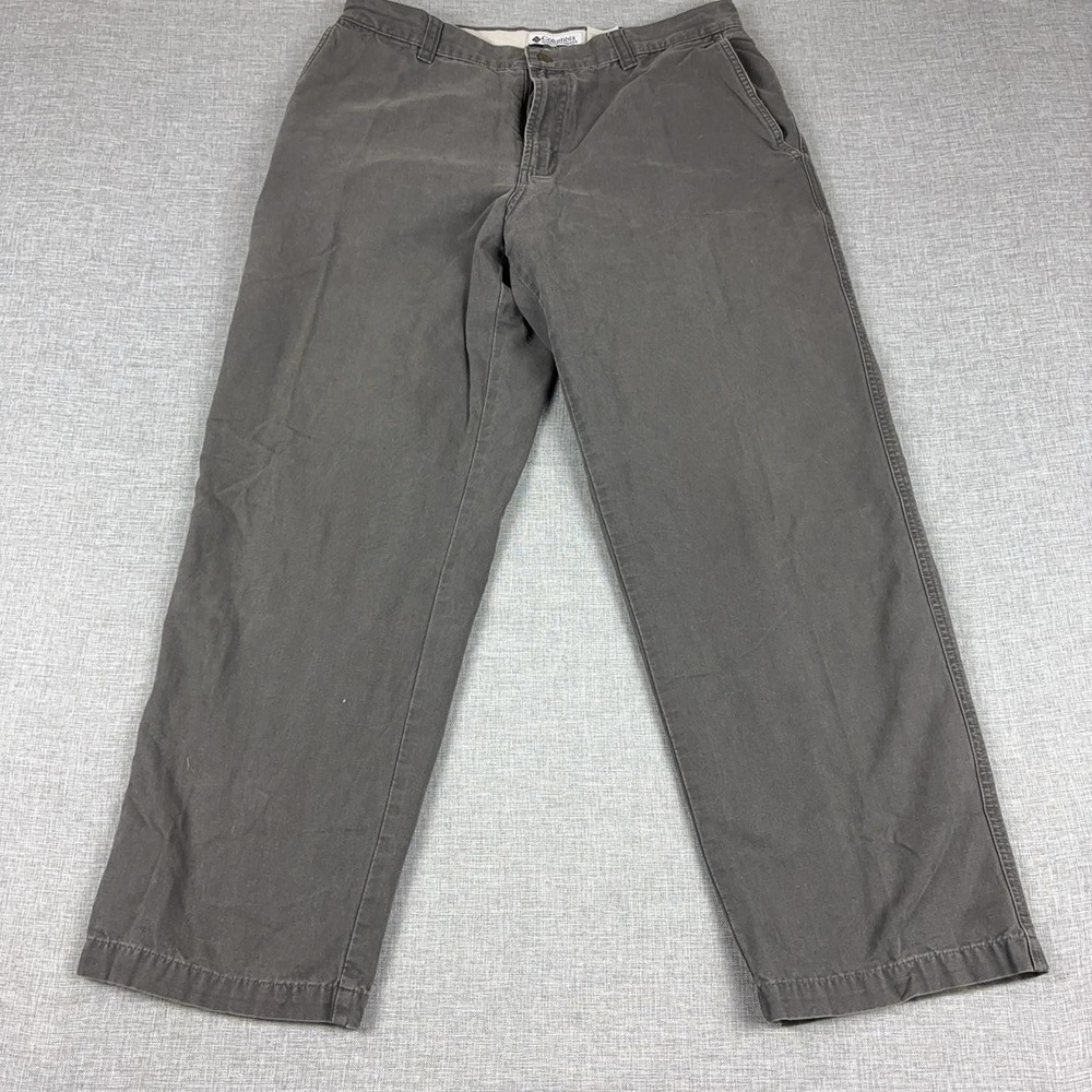 Columbia Pants Mens 36x30 Gray Canvas Cargo Outdoor Workwear Utility Relaxed Fit